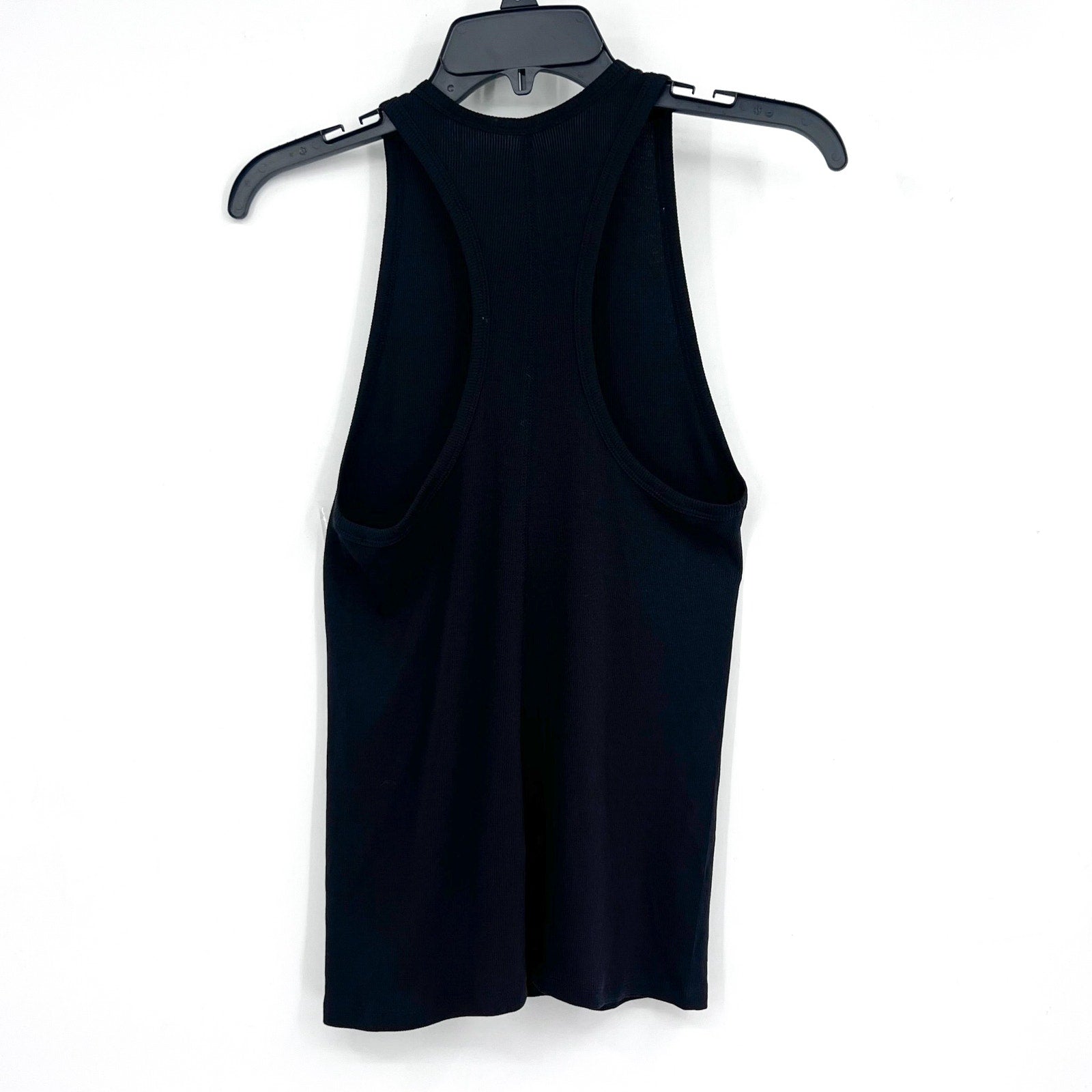 EVERLANE Women's The Luxe Rib Racerback Tank Large Black Supima Cotton NWT