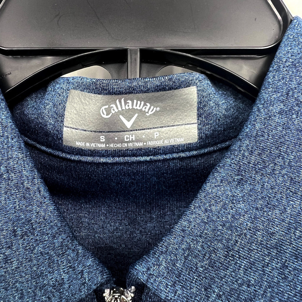 CALLAWAY Women's 1/4 Zip Sleeveless Polo Shirt Small Blue True Navy Heather NWT