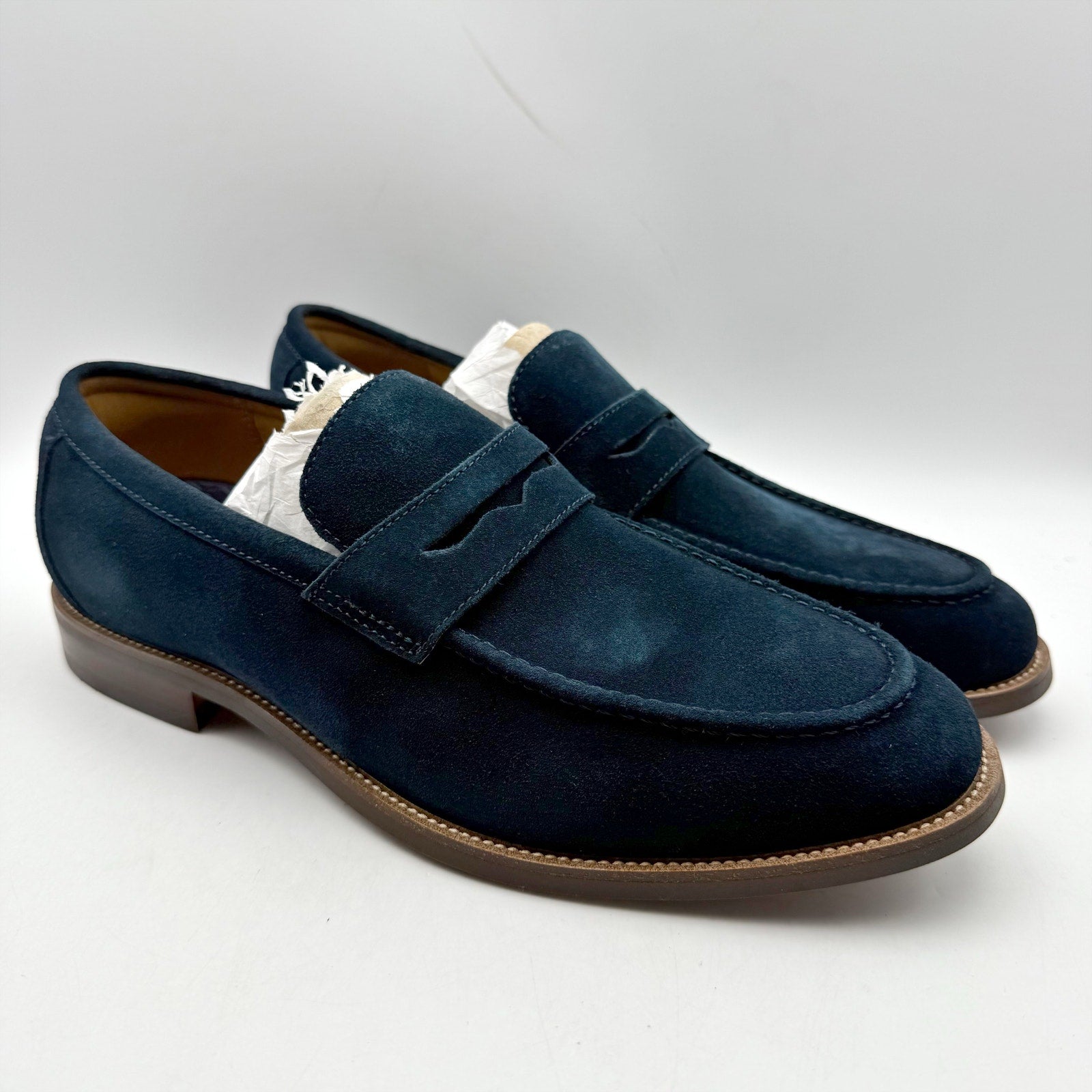 Florsheim Mens Rucci Penny Loafers Size 7 M EU 40 Navy Blue Suede NIB