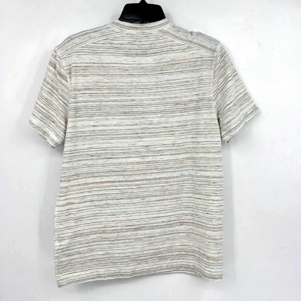 LIVERPOOL Men's Short Sleeve Henley Top Small Cream Space Dyed NWT
