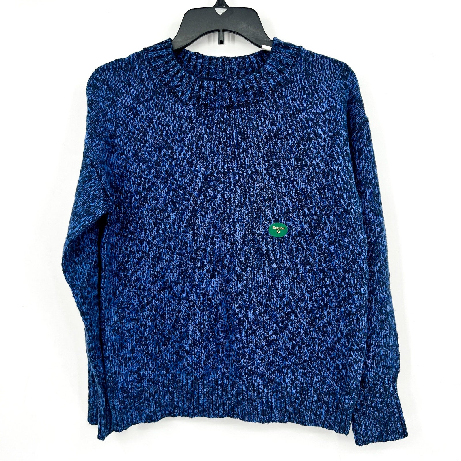 L.L BEAN Women's Cotton Ragg Sweater Medium Classic Navy Blue Crewneck NWT