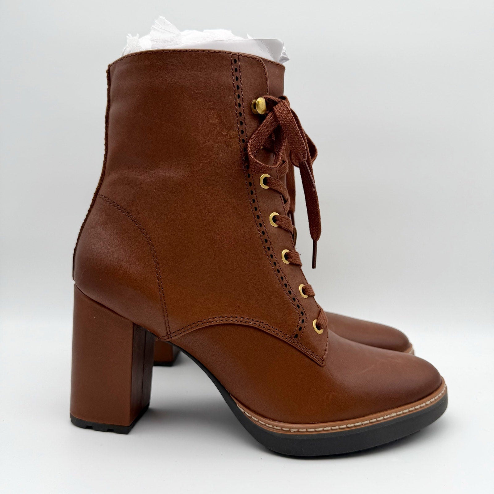 Naturalizer Womens Callie Heeled Boots US 10.5 M EU 41.5 Brown Leather NIB
