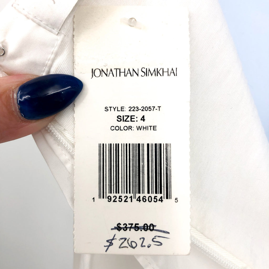 JONATHAN SIMKHAI Kendall Mini Dress Size 4 Cotton-Poplin White Sleeveless NWT