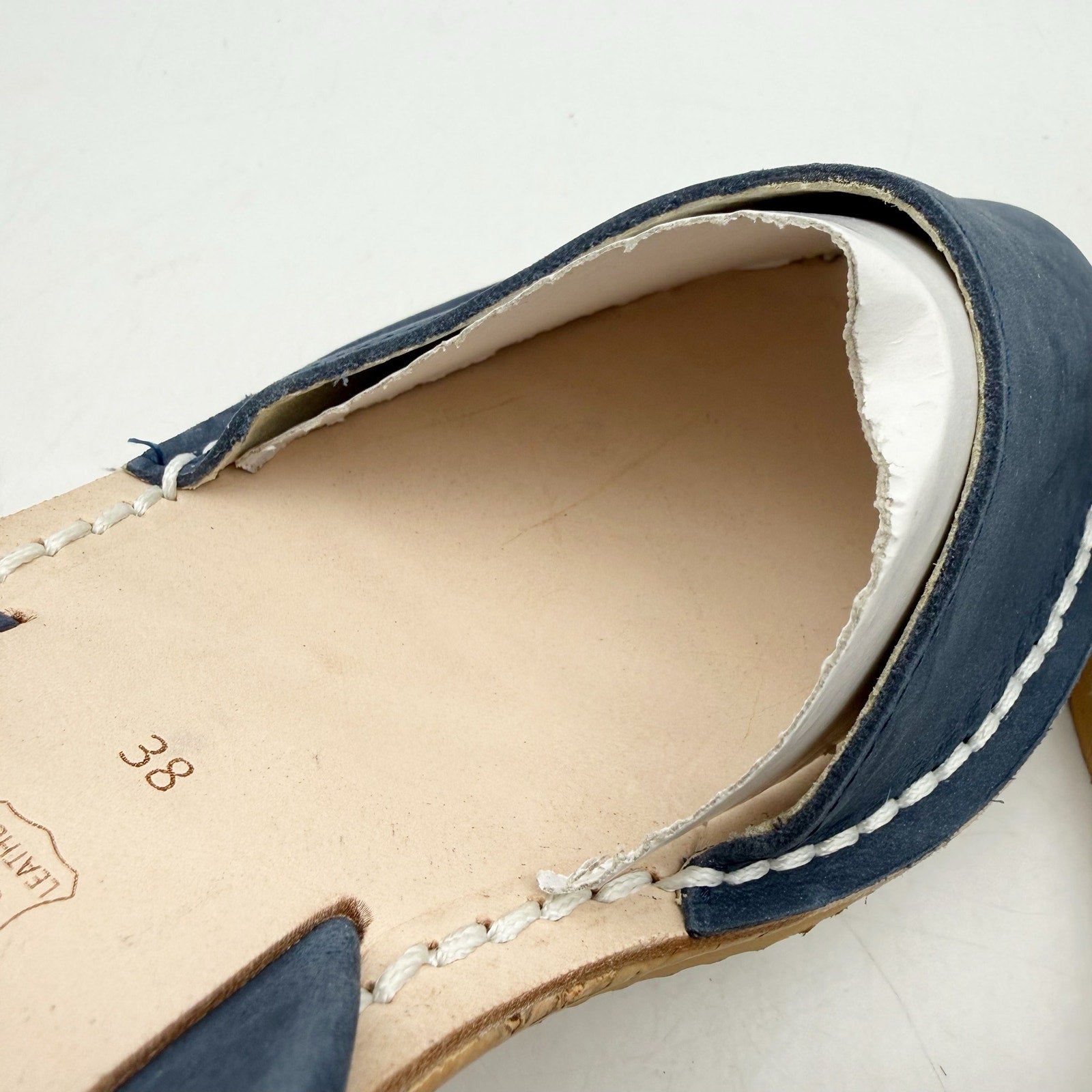 CalaXini Womens Cork Wedge Sandals EU 38 US 7.5-8 Navy Blue Suede NWOB