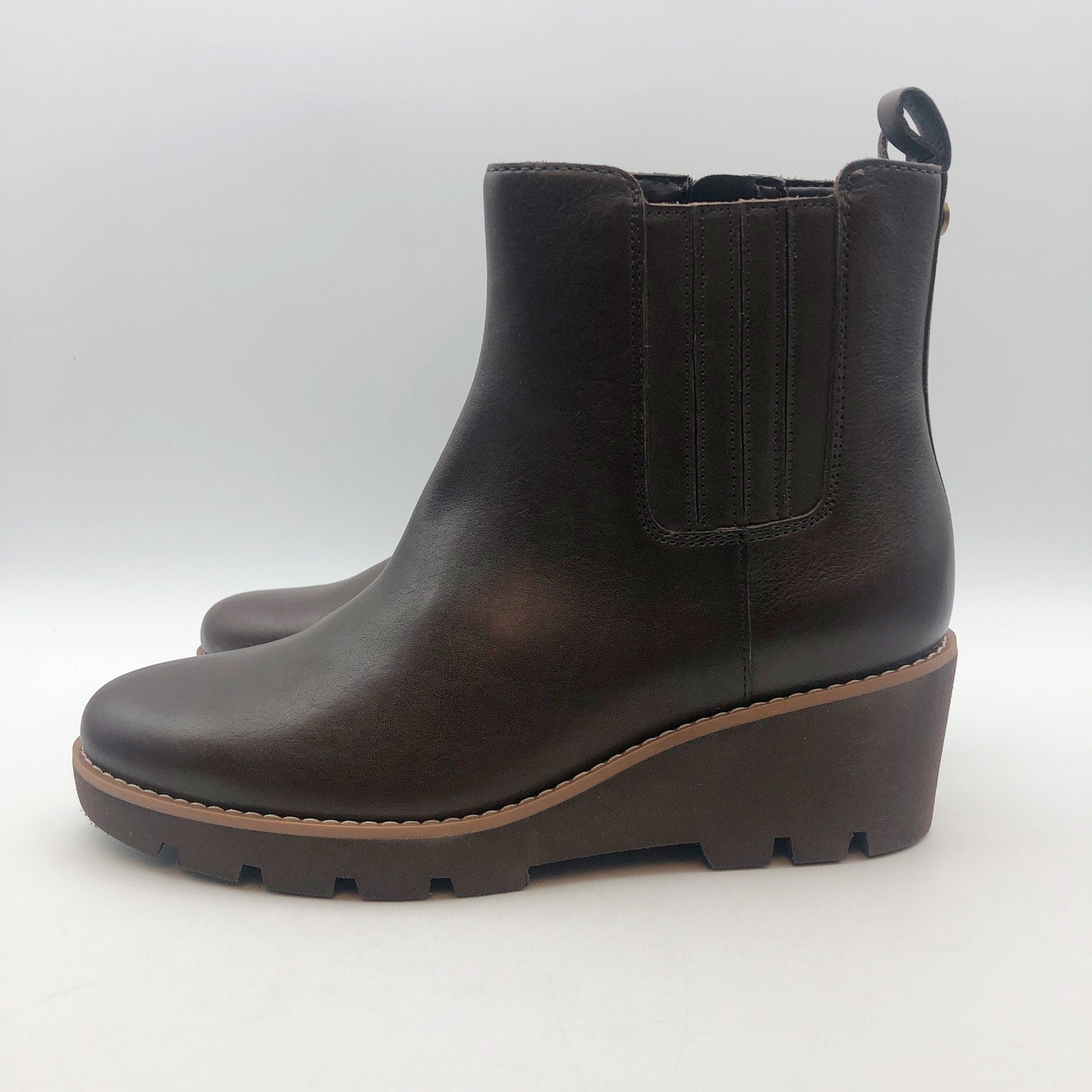 Vionic Womens Aria Ankle Booties US 7.5 WIDE EU 38 Brown Leather Boots NWOB
