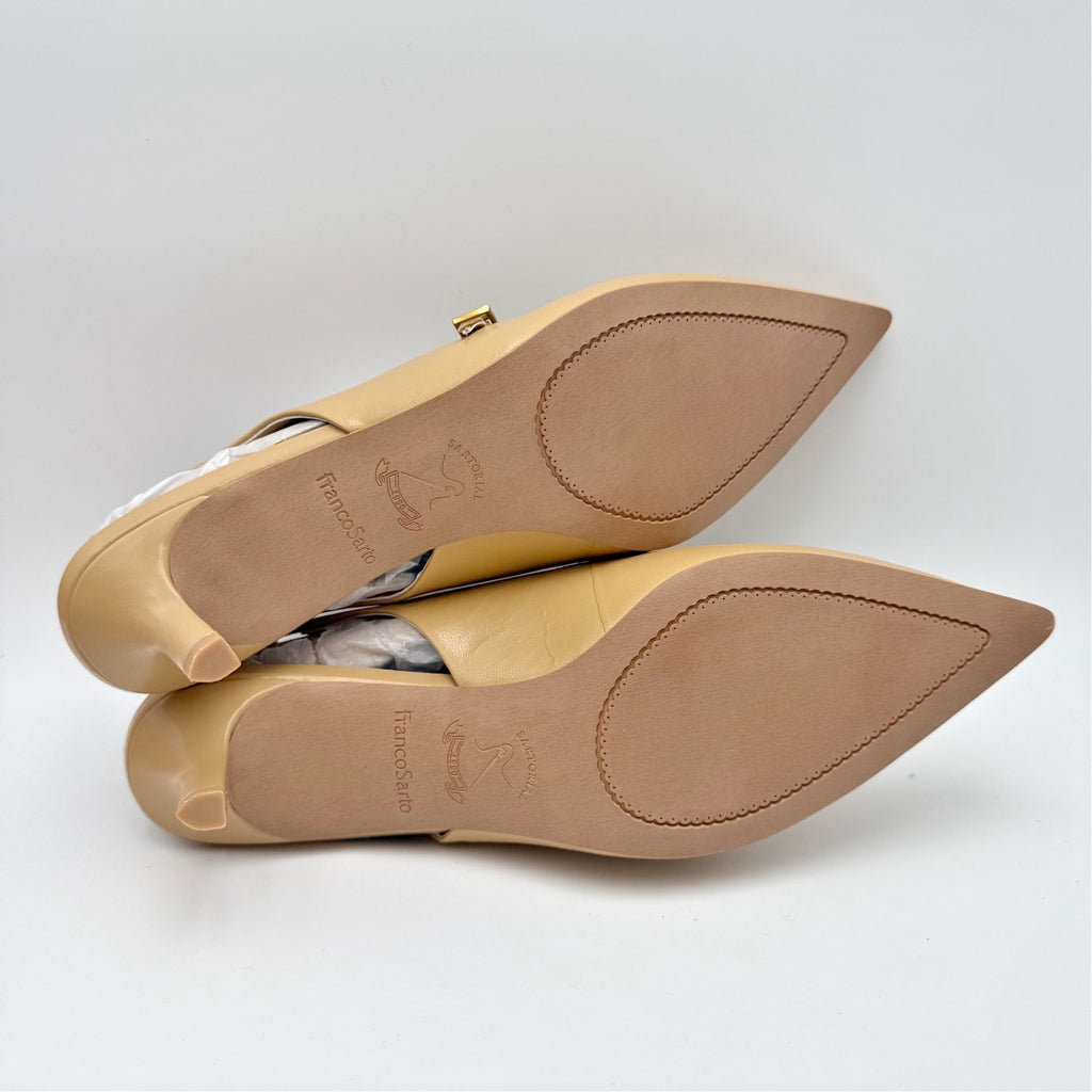 Franco Sarto Womens Khloe Slingback Pumps Size 8 Nude Beige Patent Leather NWOB