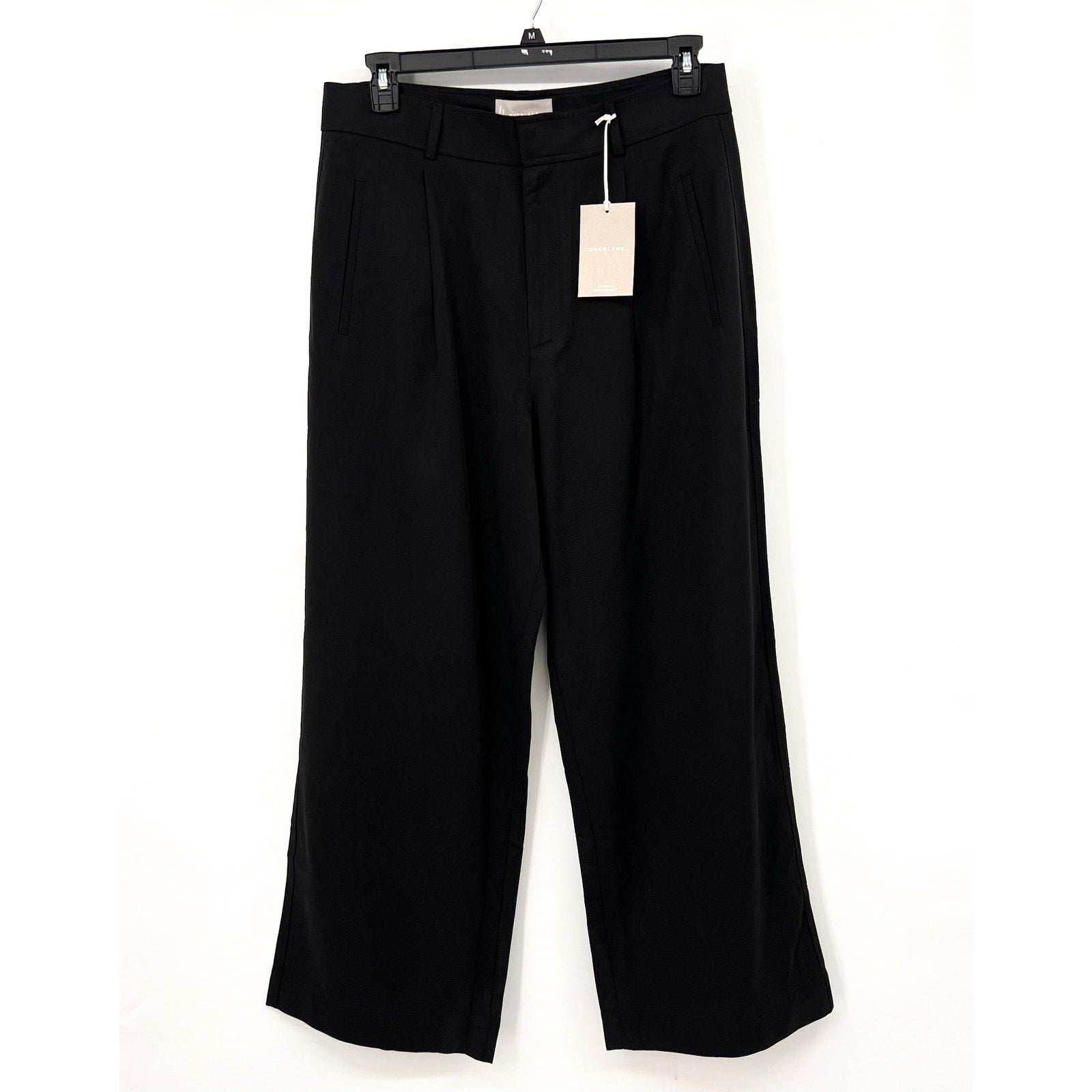 Everlane Womens The Way-High Drape Pants Size 14 30" Inseam Pleated Black NWT