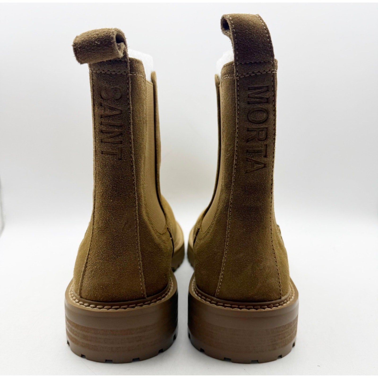 Saint Morta Men's Chunky Chelsea Boots Size 8 EU 42 Tan Camel Suede NIB