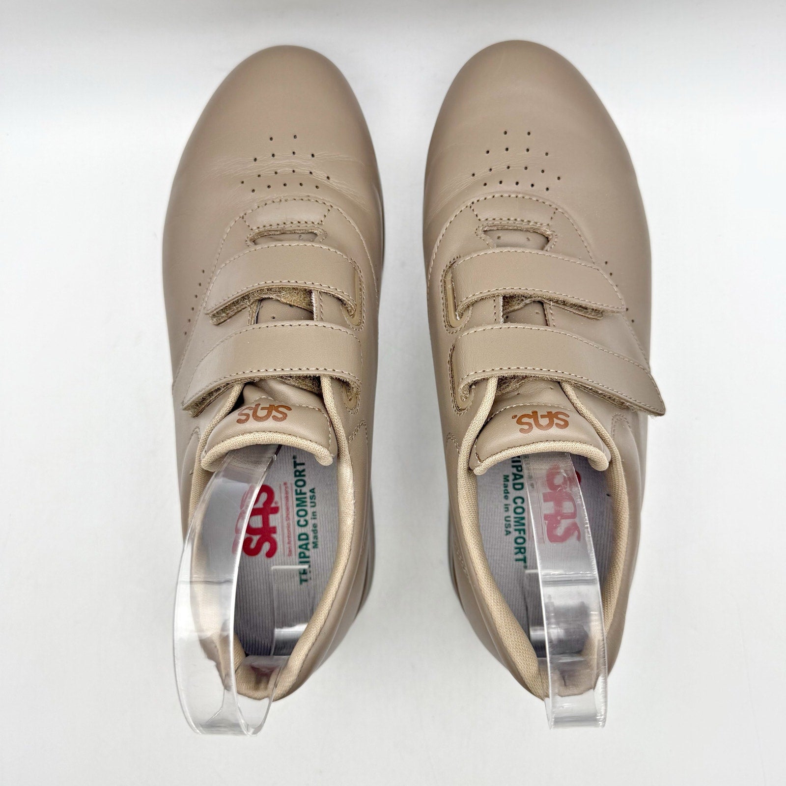 SAS Womens Me Too Adjustable Comfort Shoe US 8.5 W EU 39 Taupe Leather NIB
