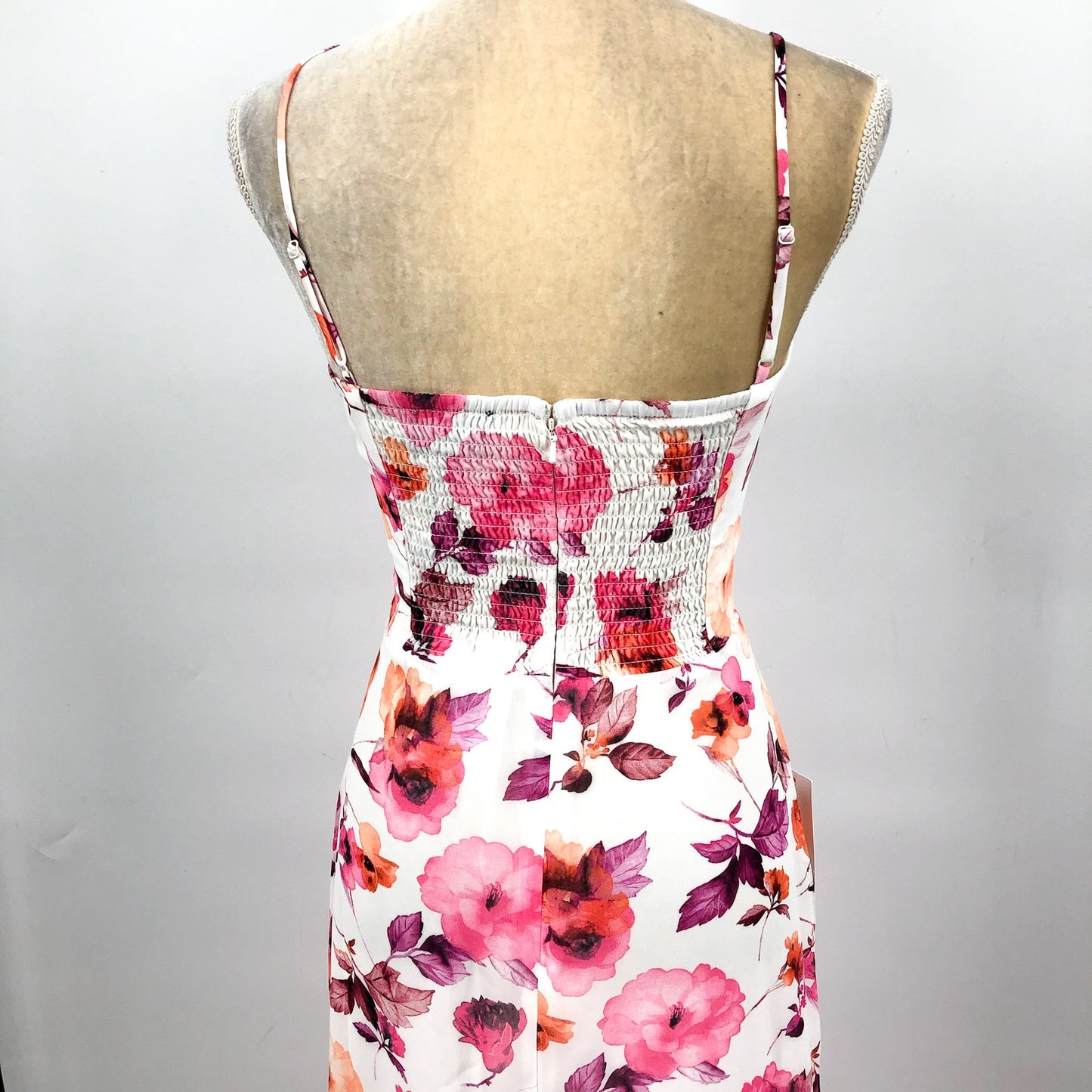 BARDOT Women's Zeta Midi Dress XS US 2 White Pink Floral Chiffon NWT