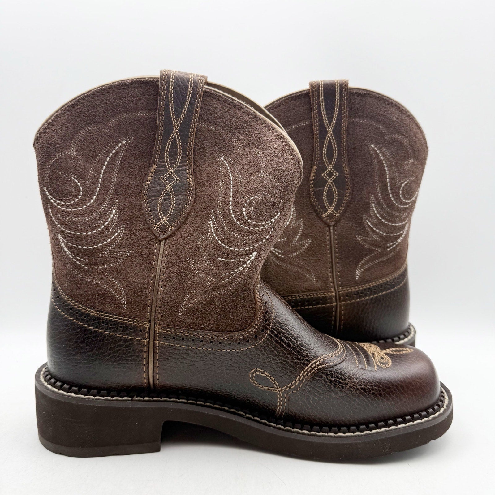 Ariat Womens Fatbaby Heritage Cowboy Dapper Boots US 8 M Brown Leather NWOB