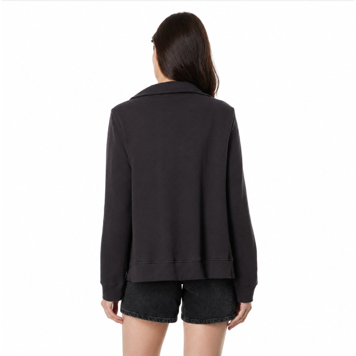 MODODOC Women's Draped Open Cardigan Small Medium Grit Gray French Terry NWT