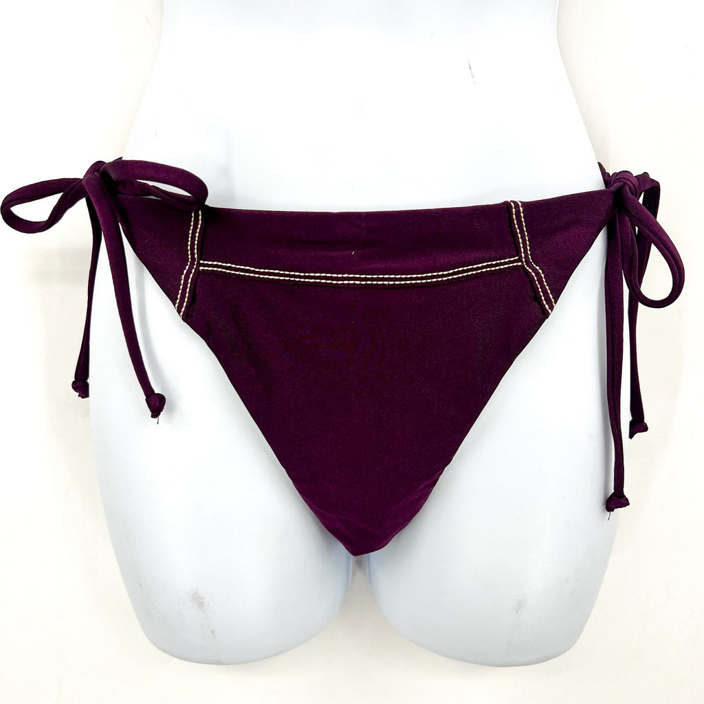BECCA Women's Color Sheen Side Tie Bikini Bottoms Small Purple Aubergine NWT