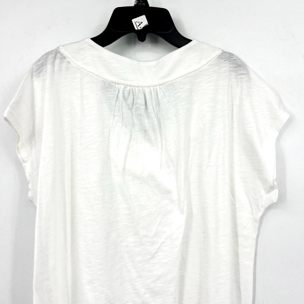 L.L BEAN Women's Organic Cotton V-Neck Cap-Sleeve Tee Large Reg White NWT