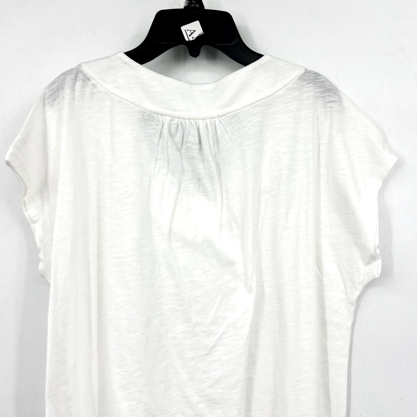 L.L BEAN Women's Organic Cotton V-Neck Cap-Sleeve Tee Large Reg White NWT