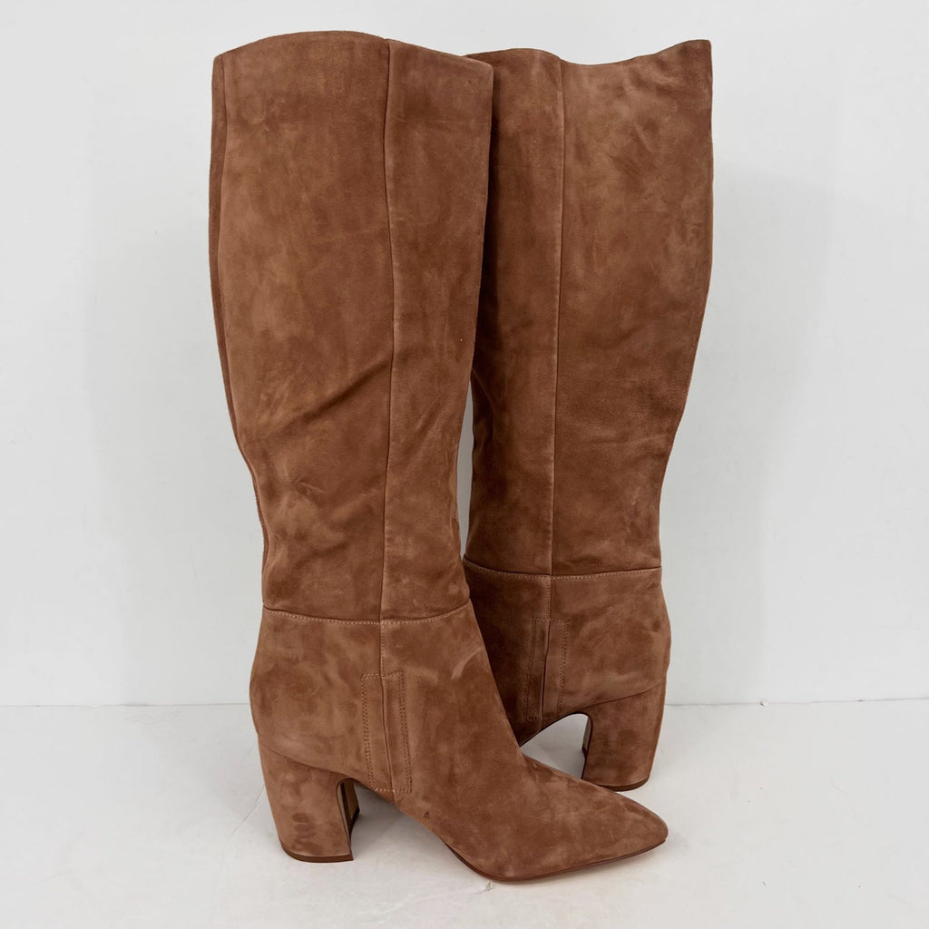 Sam Edelman Womens Hiltin Knee High Boots Size 10 EU 40 Tan Praline Suede NWOB