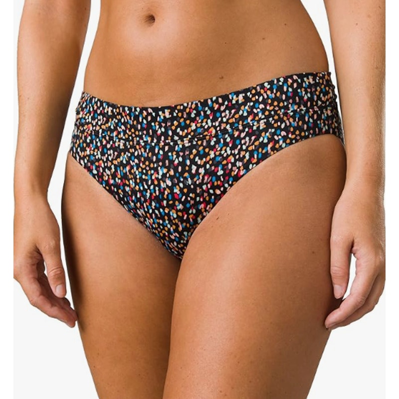 PRANA Women's Summer Wave Banded Bikini Bottoms XS Black Alotta Dots NWT