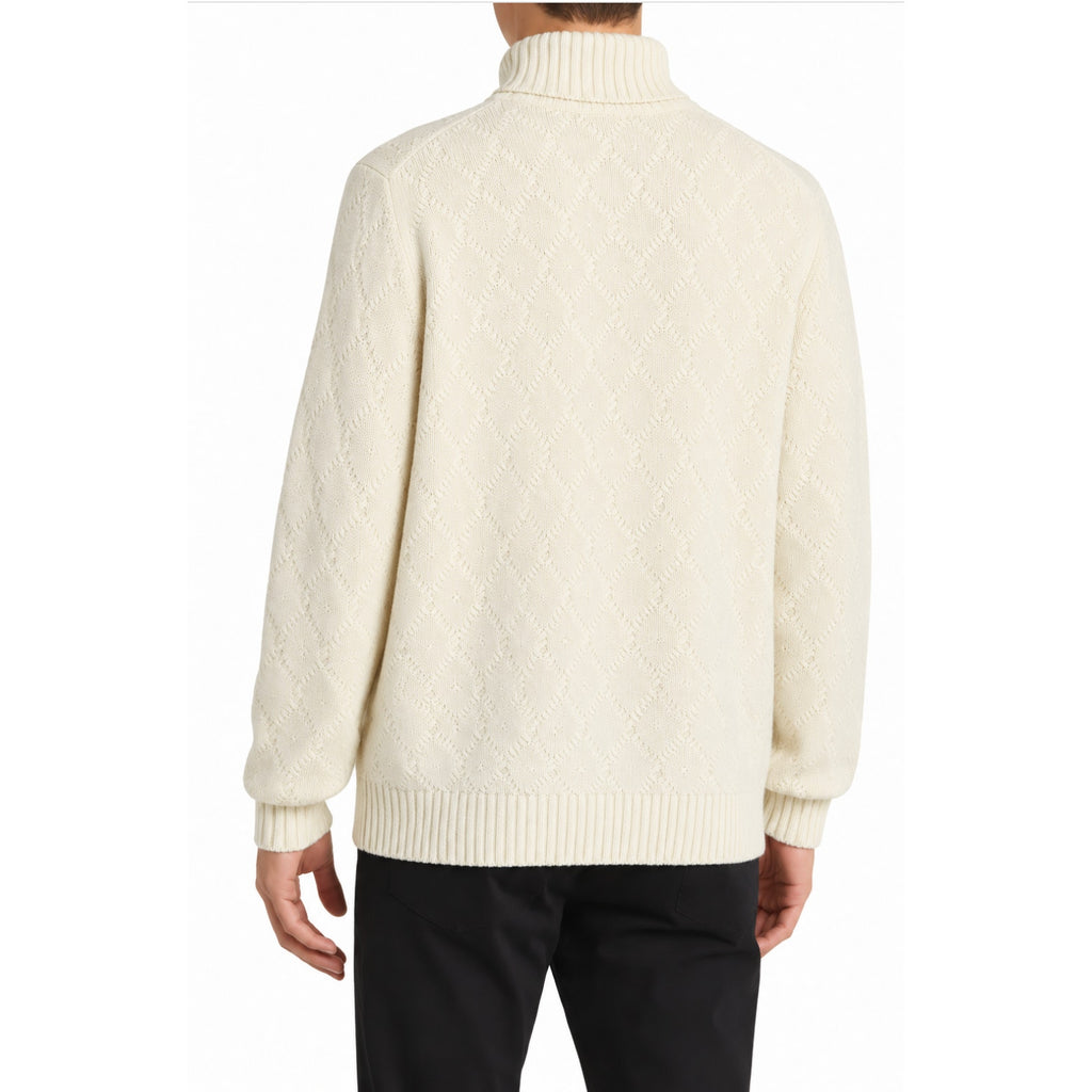 CANALI Men's Turtleneck Sweater US 44 IT 54 XXL Cream Merino Wool NWT
