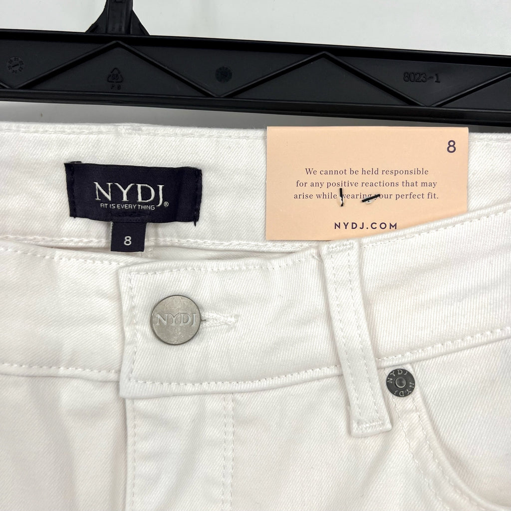NYDJ Women's Ella Denim Shorts With Side Slits Size 8 Optic White Stretch NWT