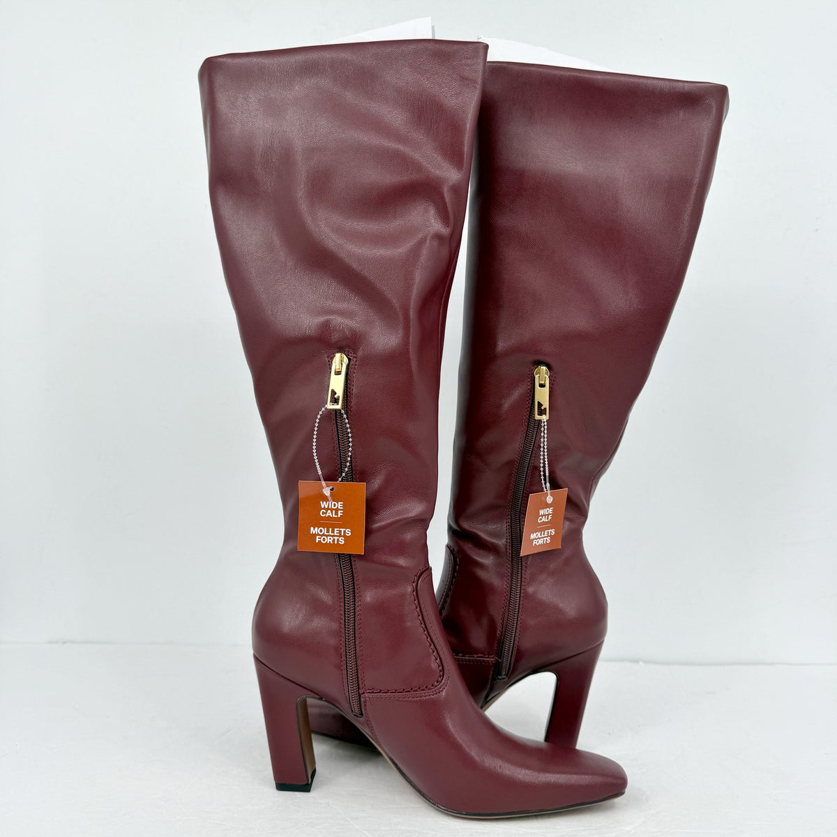 Franco Sarto Womens Bowman Knee High Boots Size 7.5 M Wide Calf Red Burgundy NIB