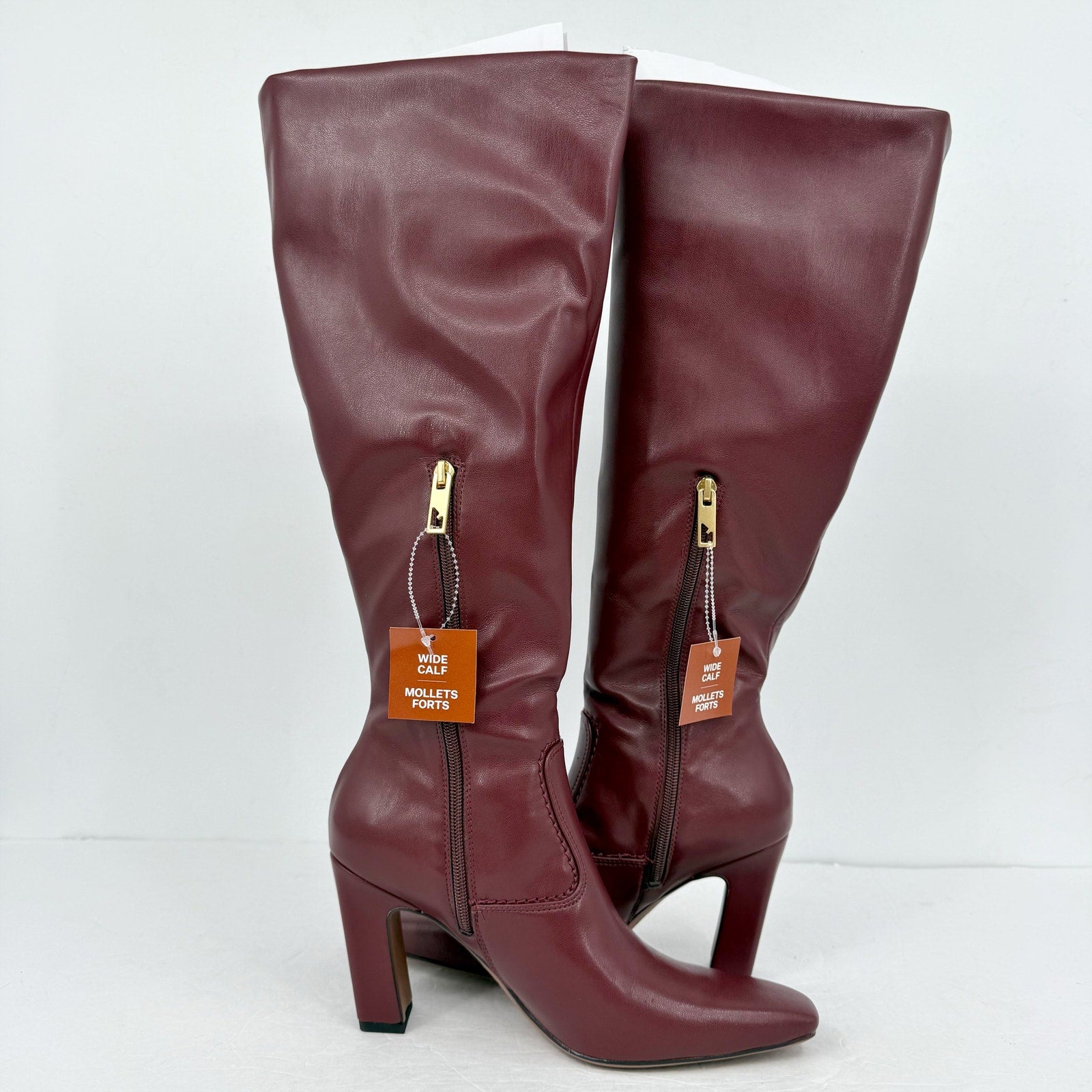Franco Sarto Womens Bowman Knee High Boots US 7.5 M Wide Calf Red NIB