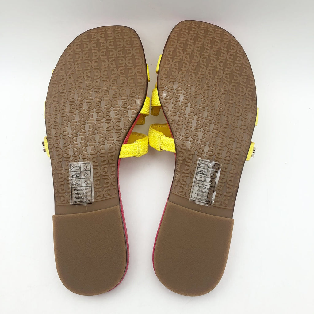 Sam Edelman Girls Bay Cut Out Slide Sandals Size 1 Pink Yellow Leather NIB