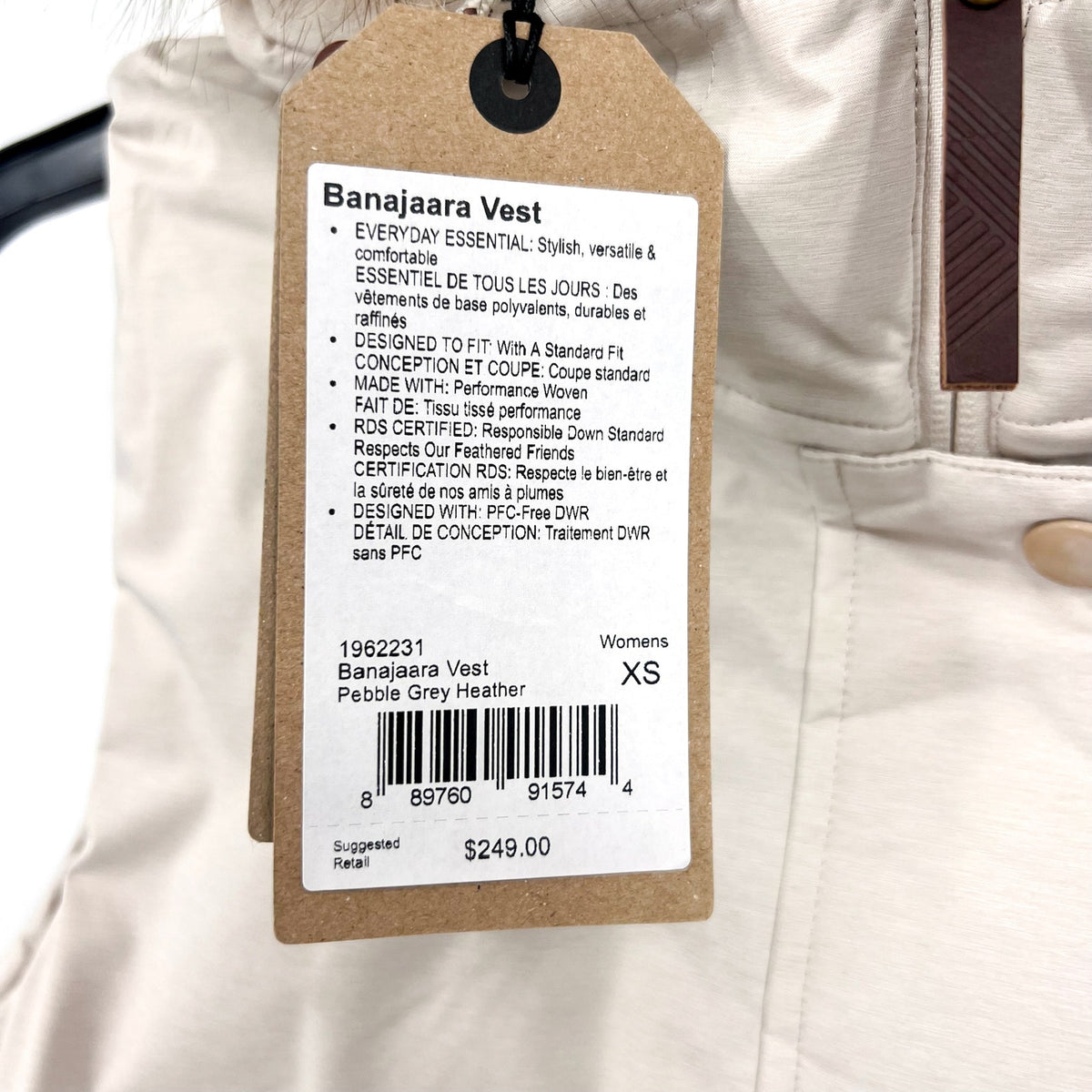 Prana Womens Banajaara Down Vest XS Cream Puffer Hooded Faux Fur NWT $250