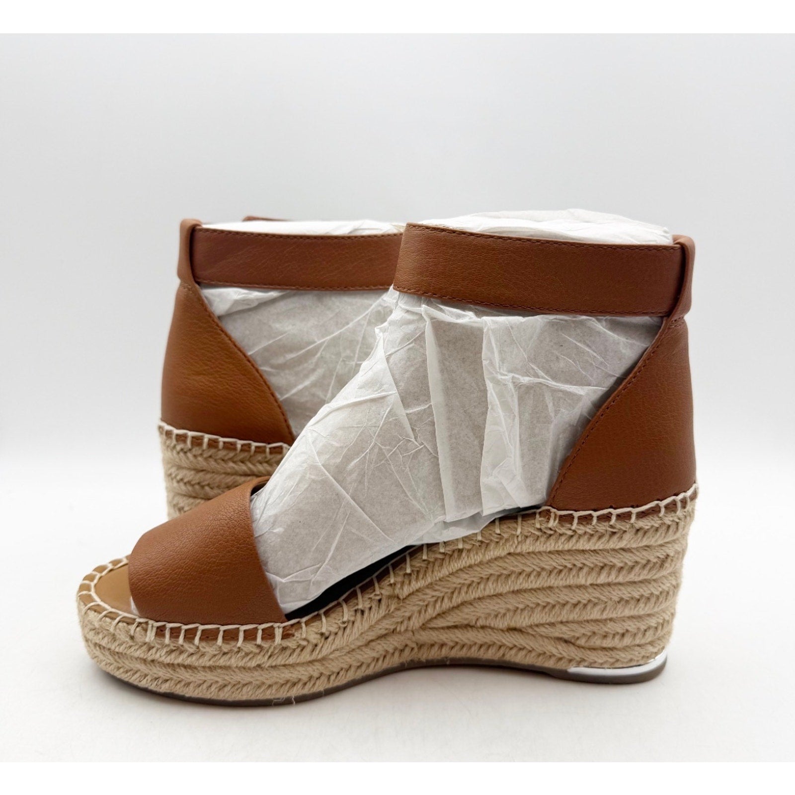 Franco Sarto Women's Clemens Raffia Espadrille Wedge Sandals US 6.5 M Brown NWOB