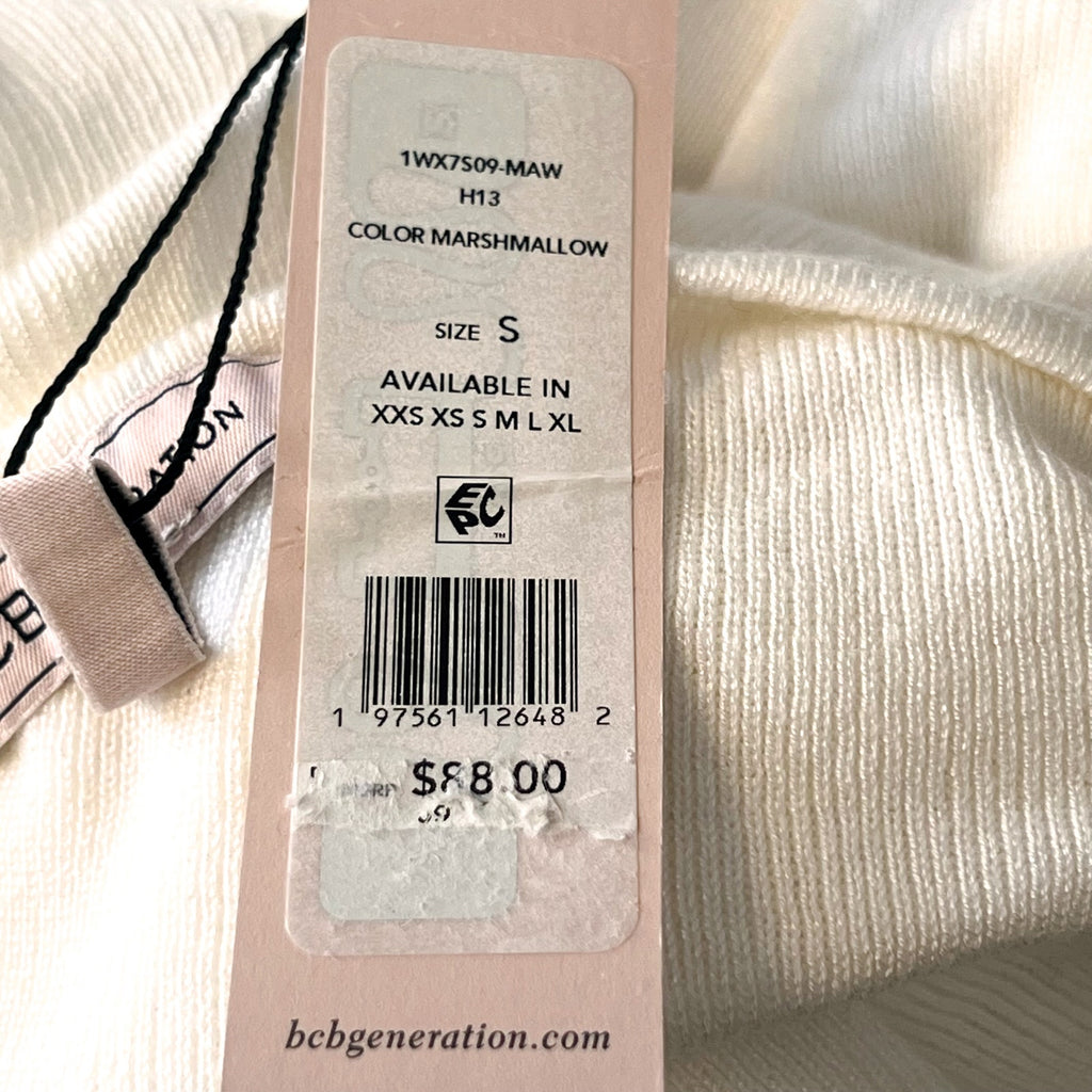 BCBGENERATION Women's Cutout Sweater Small White Marshmallow Small NWT