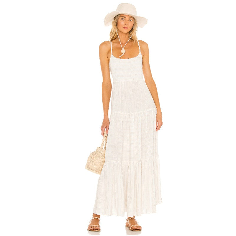 L*SPACE Women's Santorini Summer Maxi Dress Medium Cream Medium Tank NWT