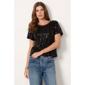 SANCTUARY Women's Sequin Perfect Tee XS Black Short Sleeve NWT