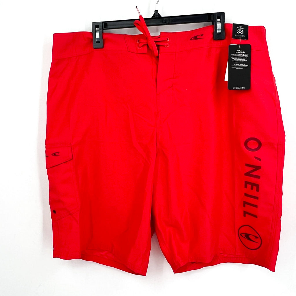 O'NEILL Mens Santa Cruz Solid 2.0 Boardshorts Size 38 Red Drawstring NWT