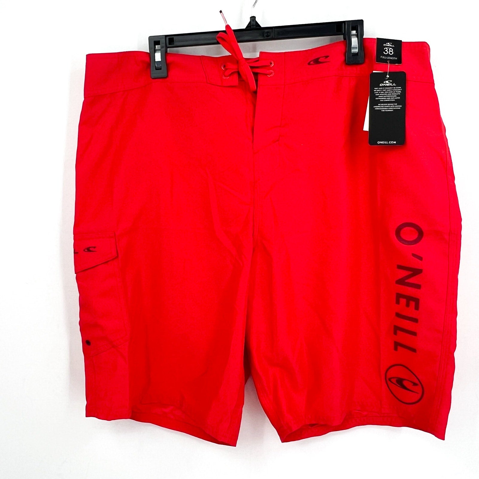 O'NEILL Mens Santa Cruz Solid 2.0 Boardshorts Size 38 Red Drawstring NWT