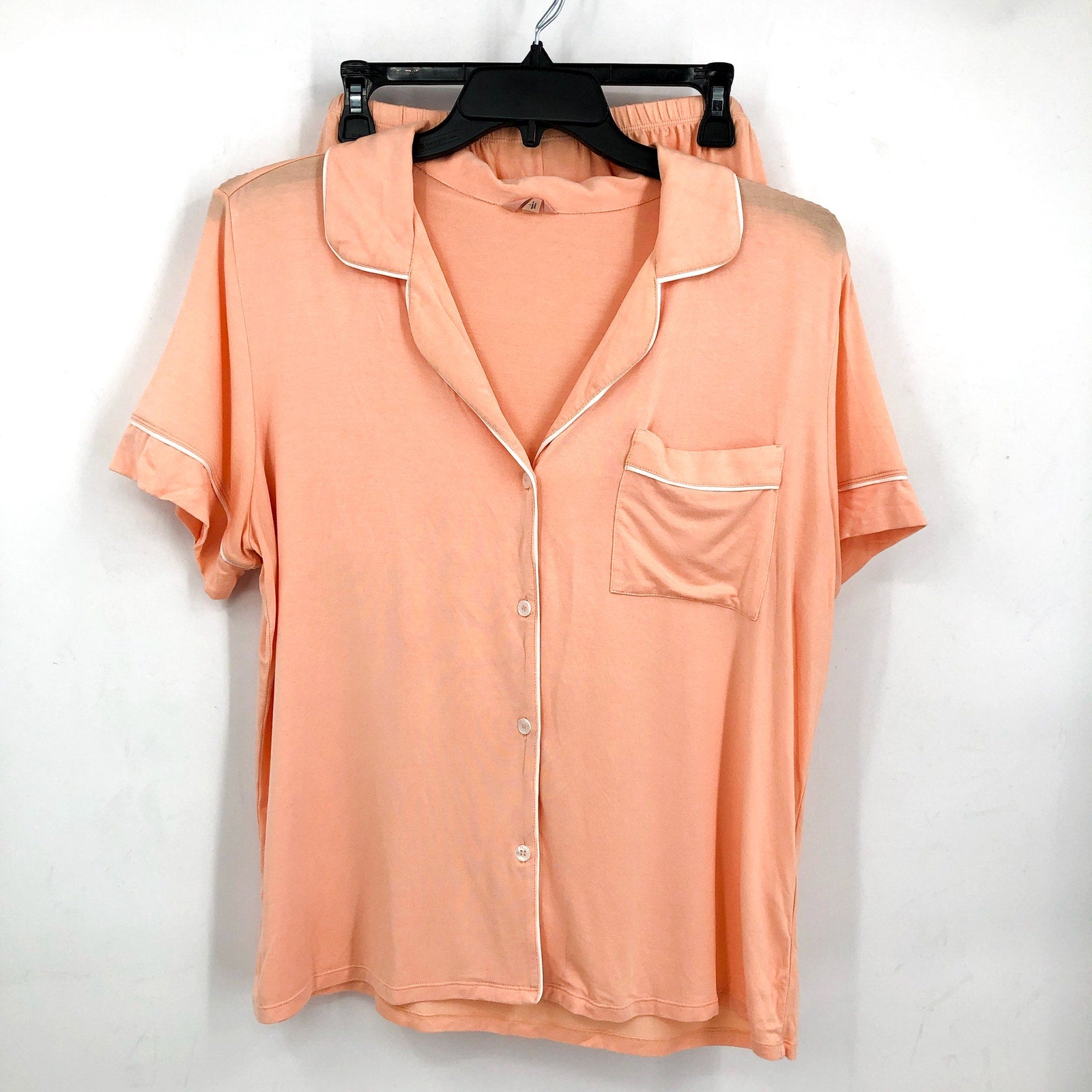 EBERJEY Gisele Relaxed Short PJ Set Large Peach Parfait Ivory TENCEL Modal NWOT