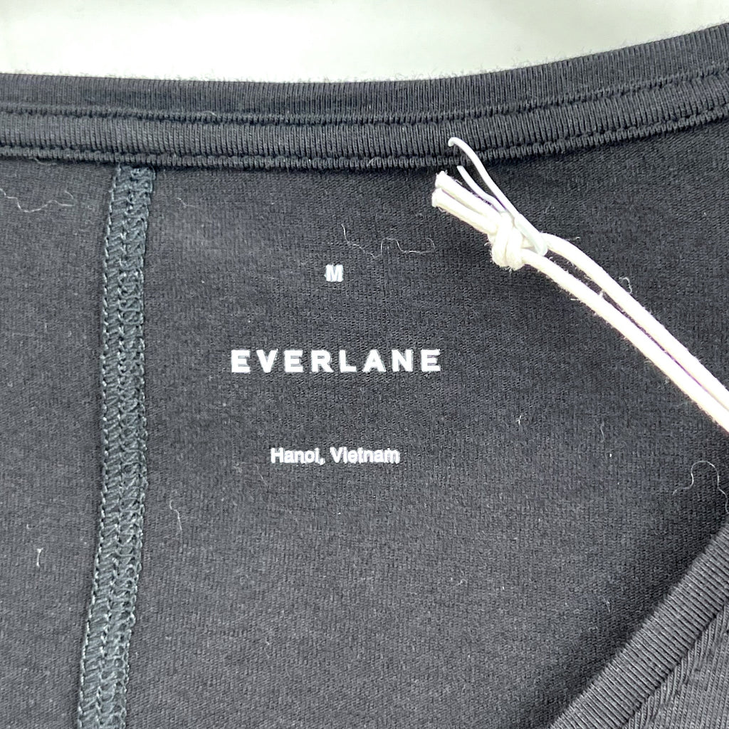 EVERLANE Women's The Supima Form Ballet Neck Tee Medium Black Long Sleeve NWT