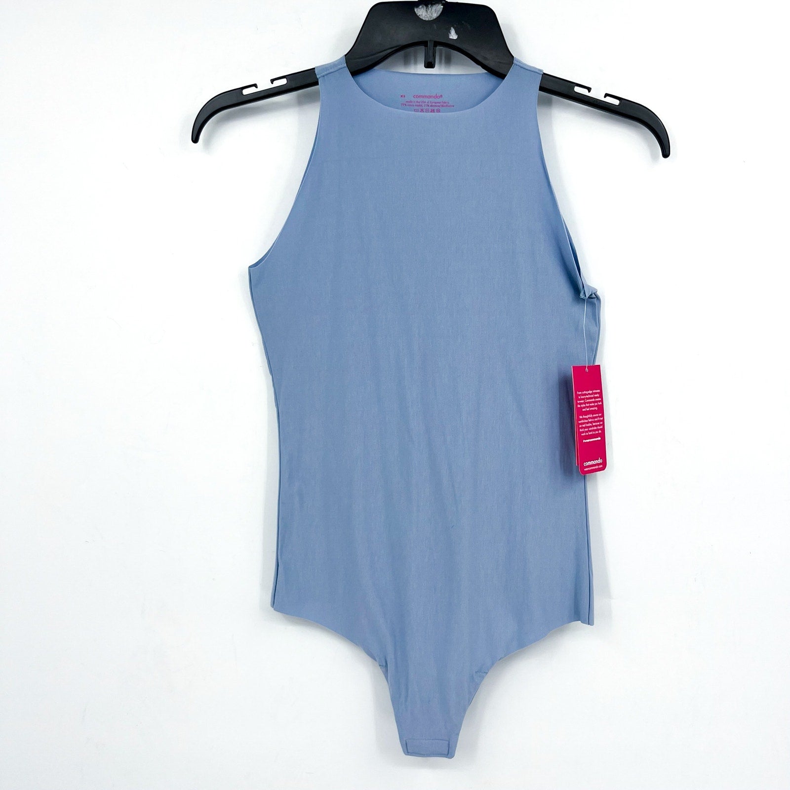 COMMANDO Women's Butter Crewneck Tank Bodysuit XL Pool Blue High Neck NWT