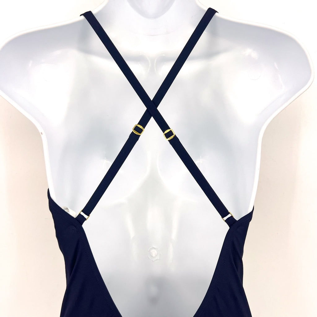 BLEU ROD BEATTIE Don't Mesh With Me One Piece Swimsuit Size 8 Navy Blue NWT