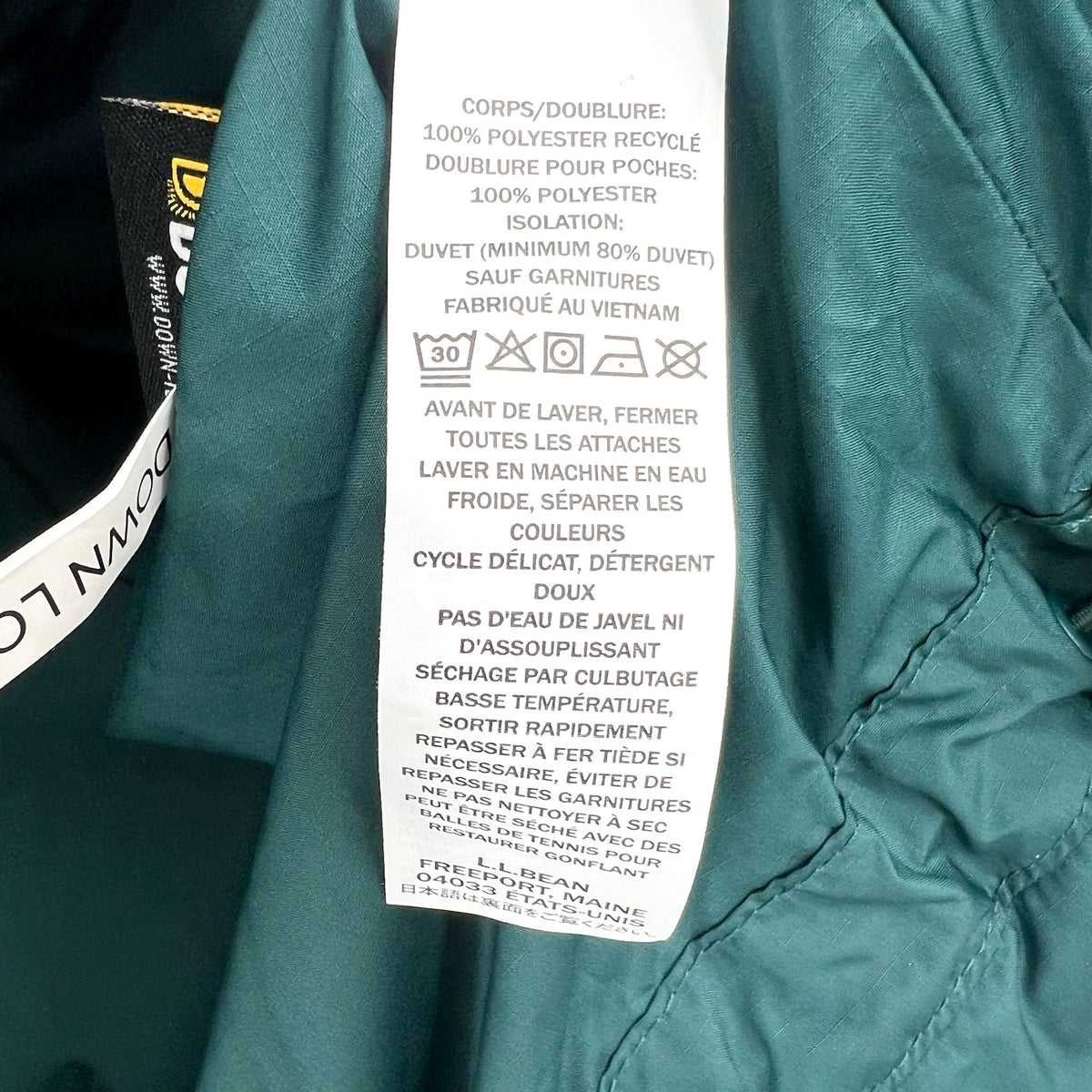 L.L. BEAN Womens Popham Puffer Jacket XL Green Dark Pine Hooded 650 Fill NWT