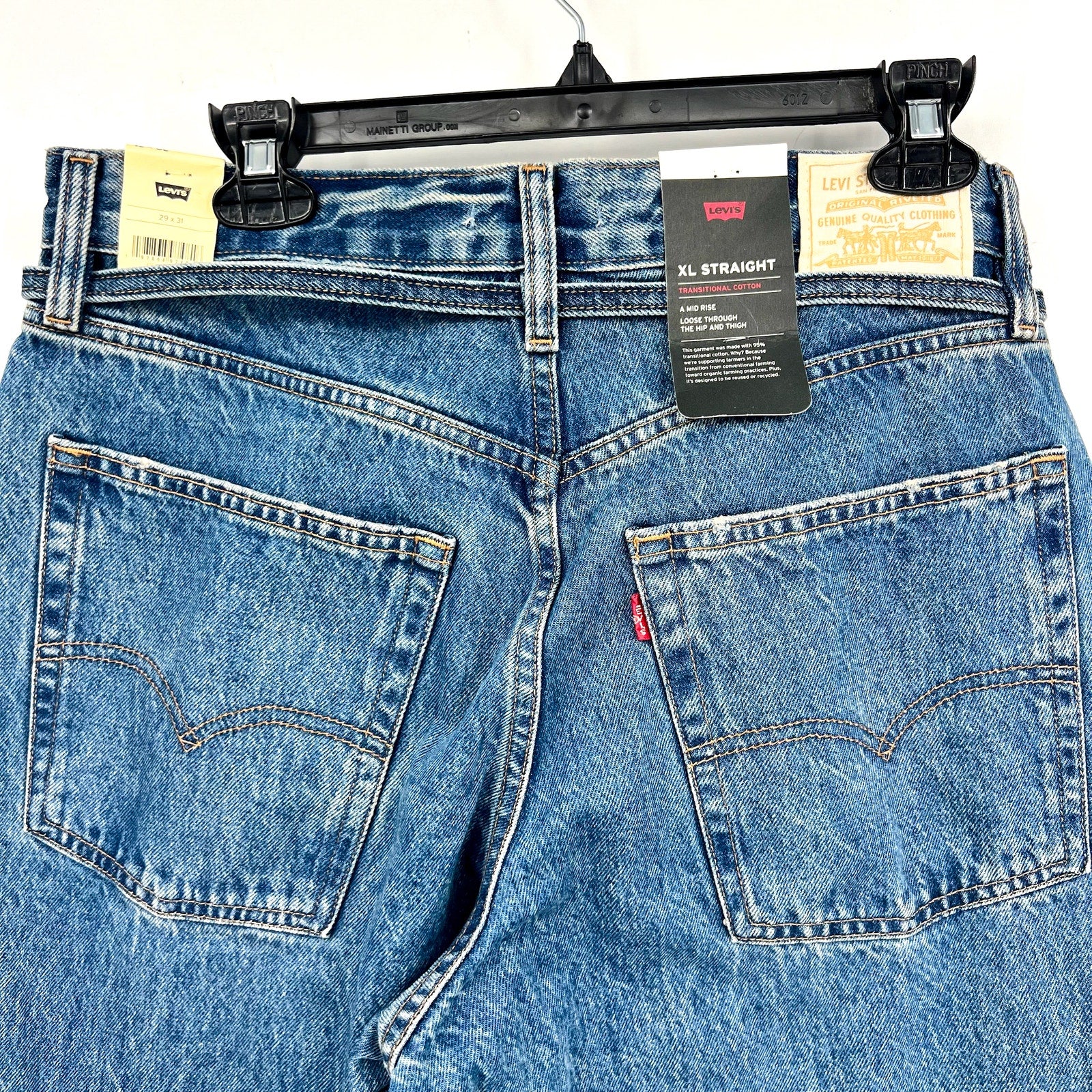 LEVI'S Womens XL Straight Jeans 29x31 US 8 Medium Blue Tie Waist A8701-0005 NWT