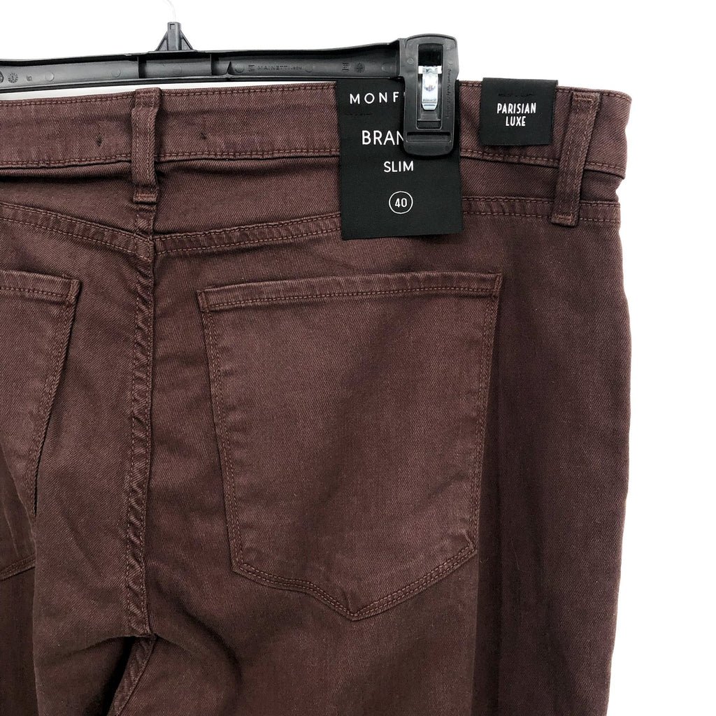 MONFRERE Men's Brando Slim Fit Jeans 40x31 Brown Cafe Straight Parisian Luxe NWT