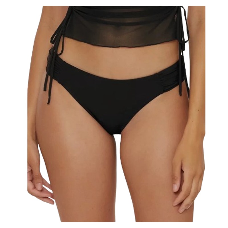 BECCA Women's Muse Side Ruched Bikini Bottoms Small Black Hipster NWT