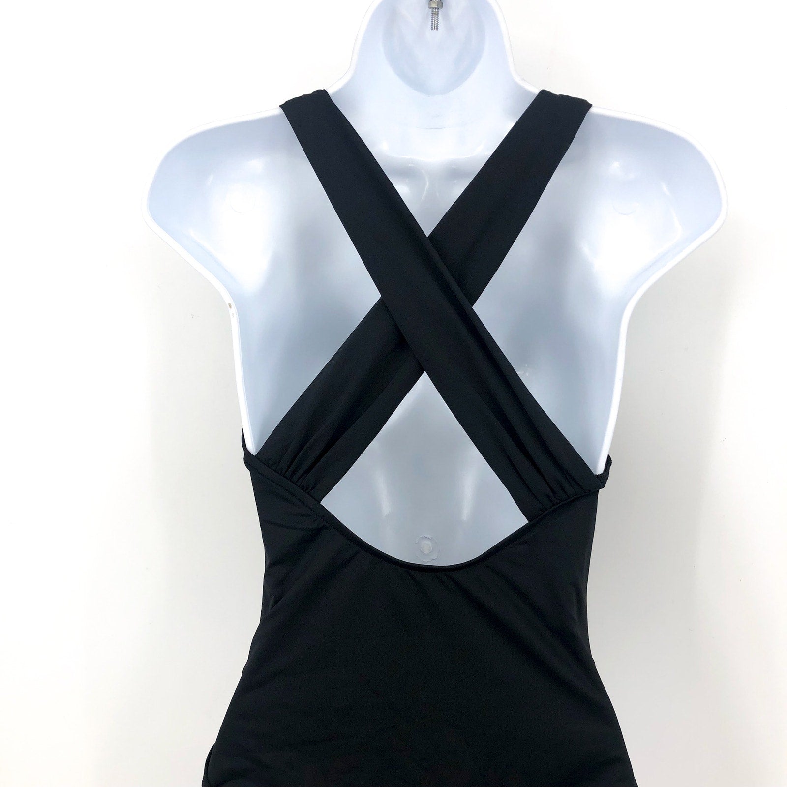 SEAFOLLY Collective Cross Back One Piece Swimsuit Size 6 Black Deep V Neck NWT