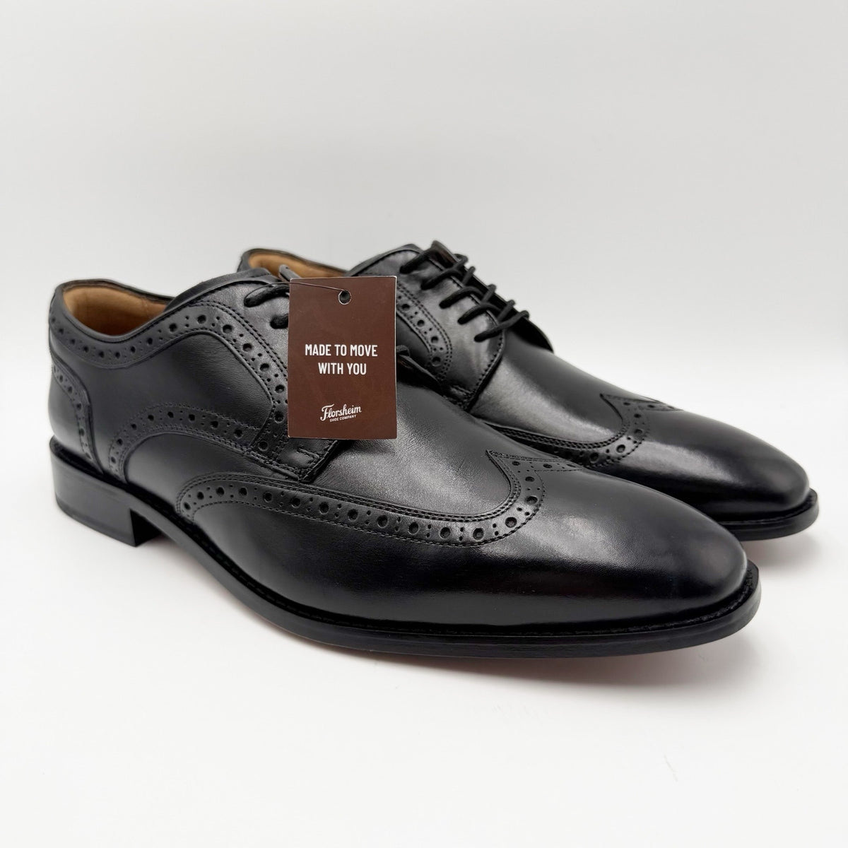 Florsheim Mens Conetta Wing Tip Oxford Shoes Size 11.5 M Black Leather NIB