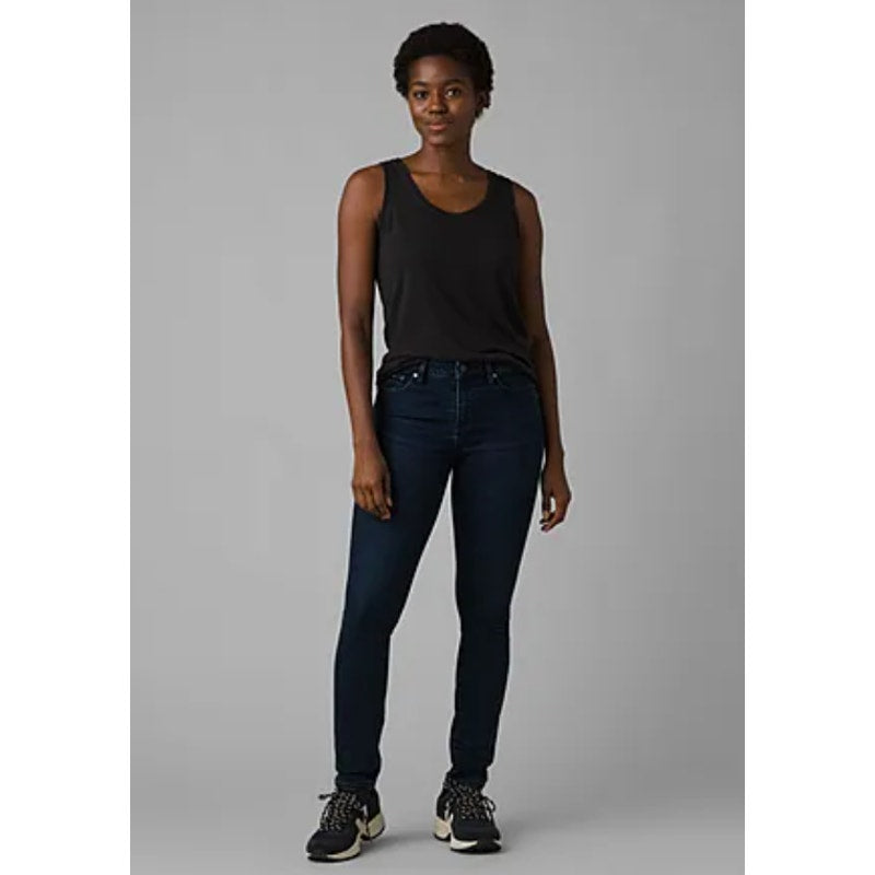 PRANA Women's Sienna Jeans Size 12 Deep Blue Mid Rise Skinny Stretch NWT