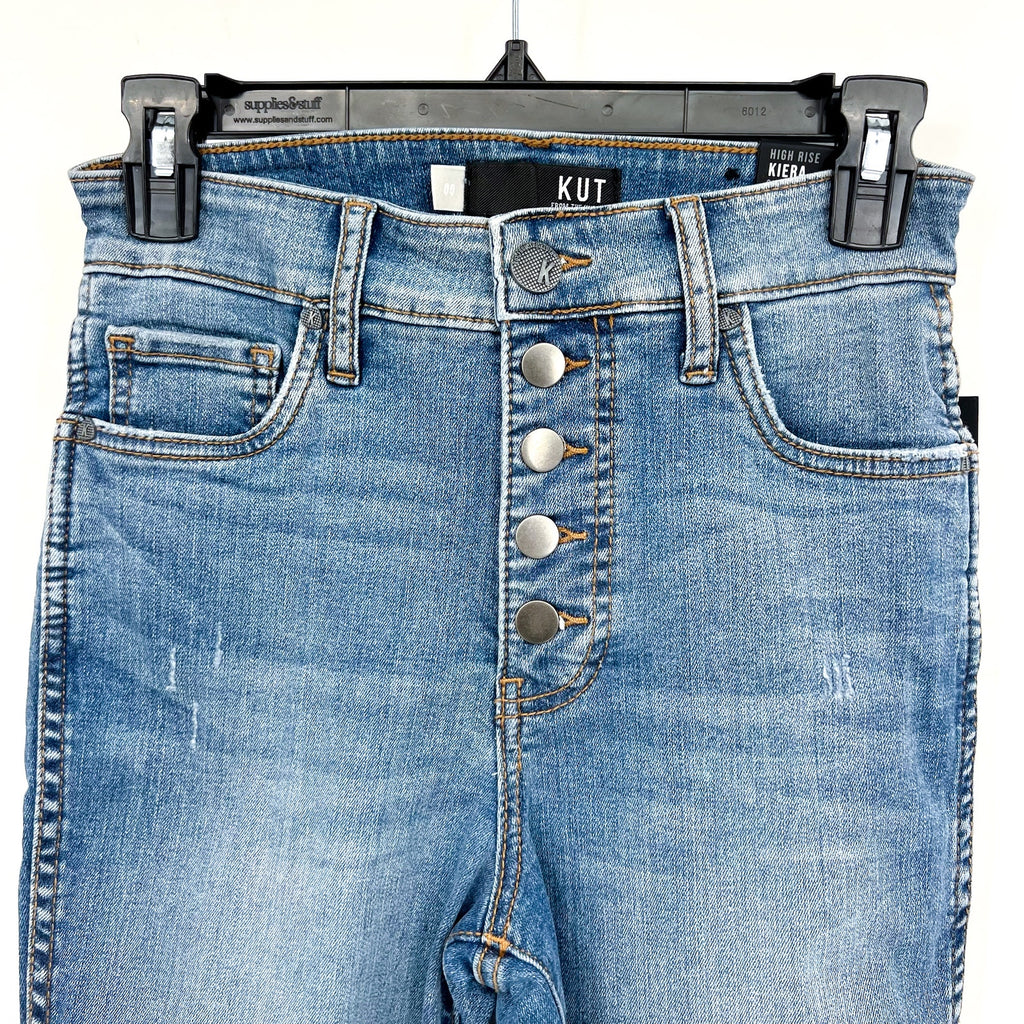 KUT FROM THE KLOTH Donna Ankle Skinny Jeans Size 0 Blue Distressed High-Rise NWT