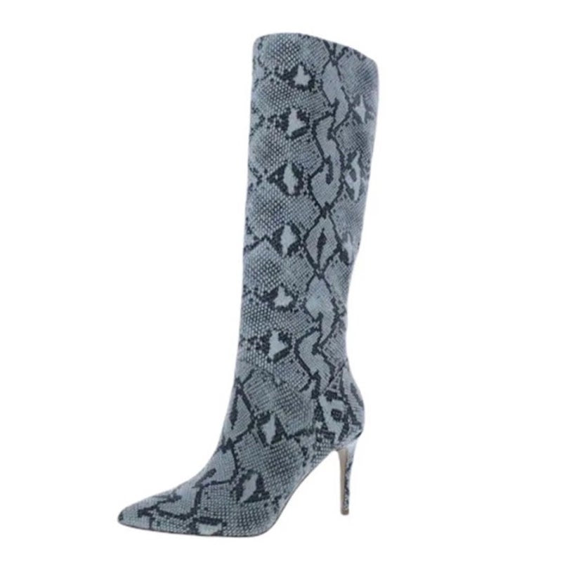 Steve Madden Womens Kinga Heeled Knee High Boots Size 10 EU 40 Blue Snake NWOB