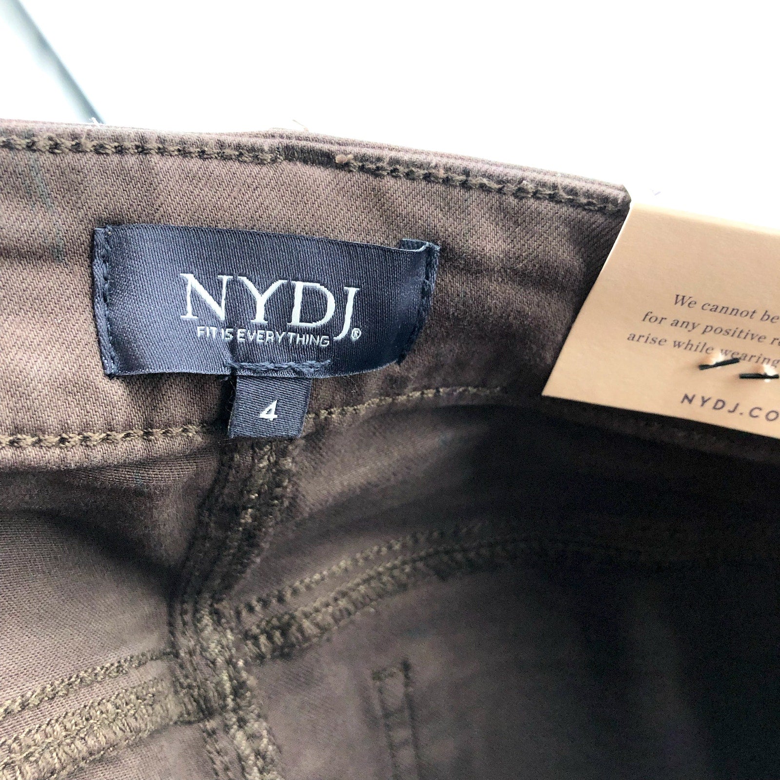 NYDJ Women's Marilyn Straight Jeans Size 4 Brown High Rise 32" Inseam NWT