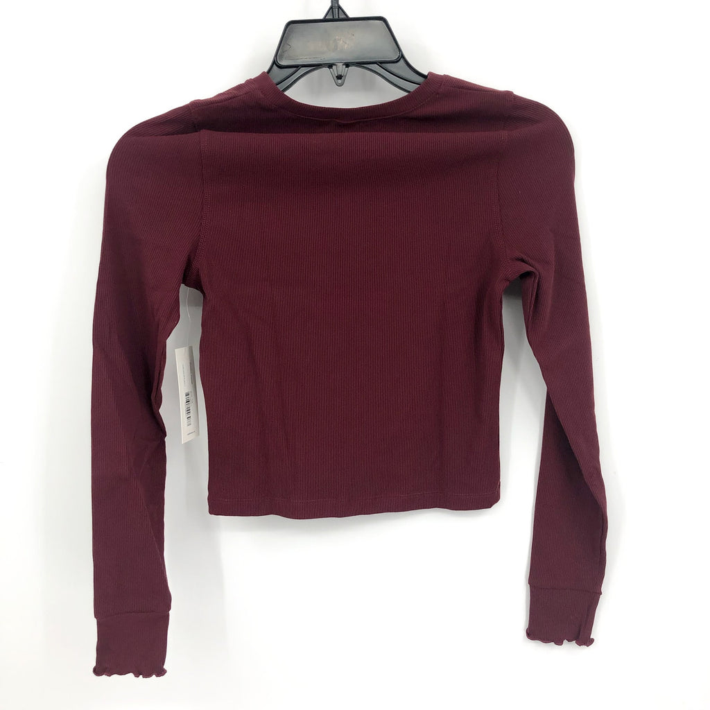 OUTDOOR VOICES Womens SuperForm Rib Crop Top 3XL Red Shiraz Long Sleeve NWT
