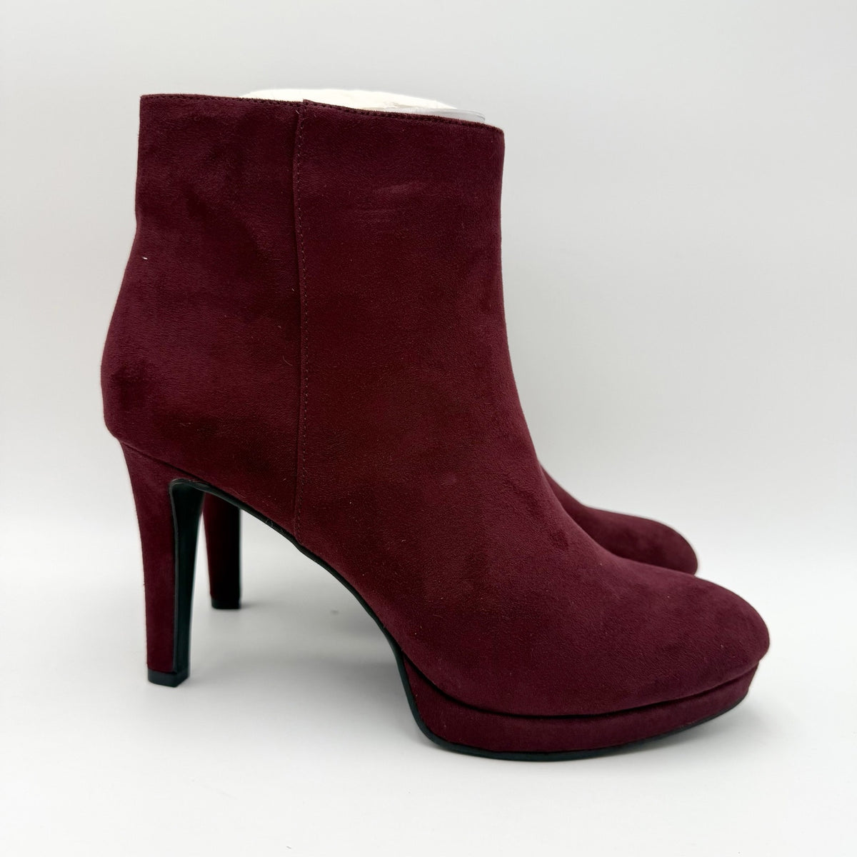 Violet & Red Womens Shelby Platform Ankle Booties US 8.5 M Maroon Red Suede NWOB