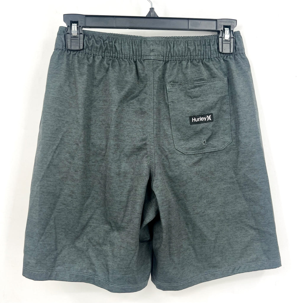 HURLEY Boys Printed Heathered Pull-On Swim Short Large Black Grey NWOT